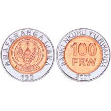 Руанда 100 Франков 2007 год UNC KM# 32 Биметалл (BOX1047)