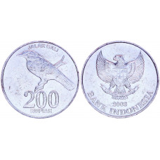 Индонезия 200 Рупий 2003 год UNC KM# 66 Фауна Балийский скворец (BOX1115)