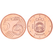 Латвия 5 Евроцентов 2014 год UNC KM# 152 (BOX)