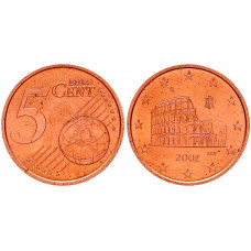 Италия 5 Евроцентов 2002 год UNC KM# 212 Колизей (BOX1180)