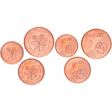 Германия ФРГ 1 2 5 Евроцентов 2019 A год UNC KM# 207 Дубовая ветка Набор из 3 монет (BOX149)