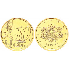 Латвия 10 Евроцентов 2014 год UNC KM# 153 Из ролла (BOX2485)