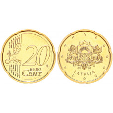 Латвия 20 Евроцентов 2014 год UNC KM# 154 Из ролла (BOX2486)