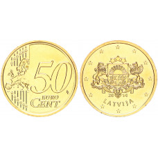 Латвия 50 Евроцентов 2014 год UNC KM# 155 Из ролла (BOX2487)