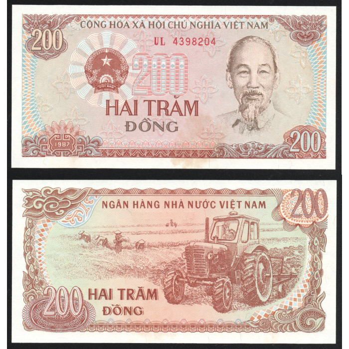 Вьетнам 200 Донг 1987 год Р#100а UNC 