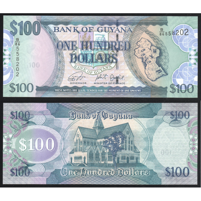 Гайана 100 долларов 2019 год Р#36d UNC 