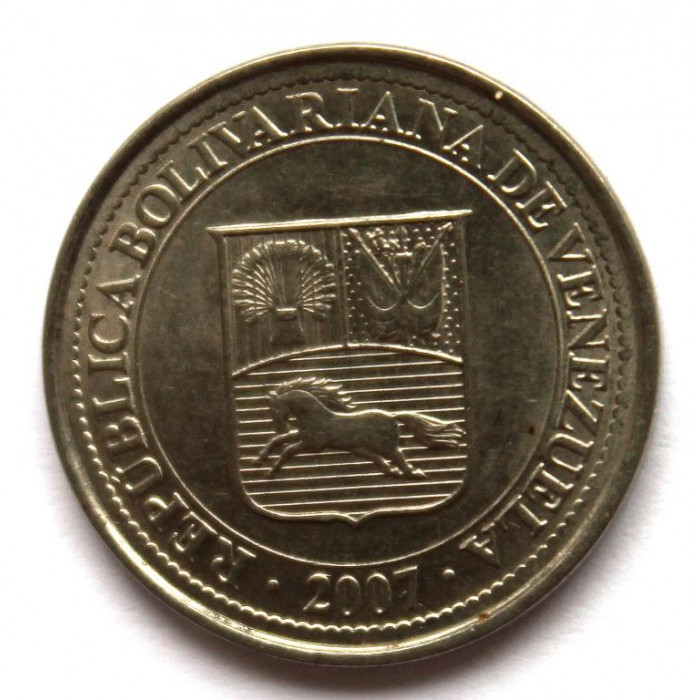 ВЕНЕСУЭЛА 50 сентимо 2007 (Y# 92) БЕЛЫЙ КОНЬ СВОБОДЫ