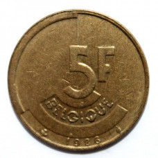 БЕЛЬГИЯ 5 франков 1986 (KM#163 «BELGIQUE») БОДУЭН I