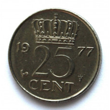 НИДЕРЛАНДЫ 25 центов 1977 (KM# 183) ЮЛИАНА