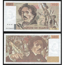 Франция 100 Франков 1989 год P# 154d.2 Серия V.132