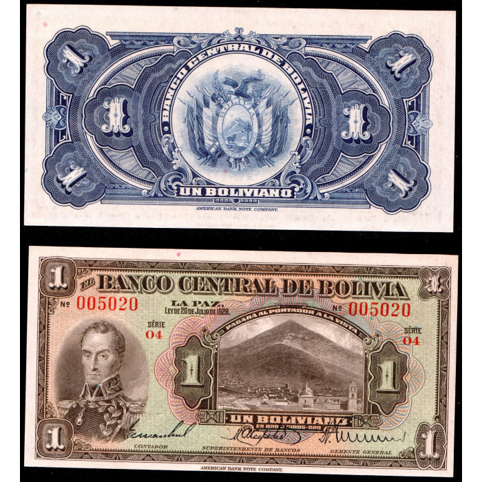 Боливия 1 Боливар 1928 год. № 005020