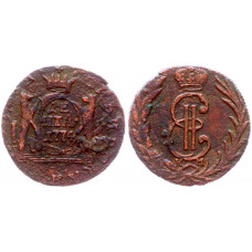 Россия Сибирь Денга 1774 КМ год Бит# 1185 Сибирская Монета Вензель Екатерины II