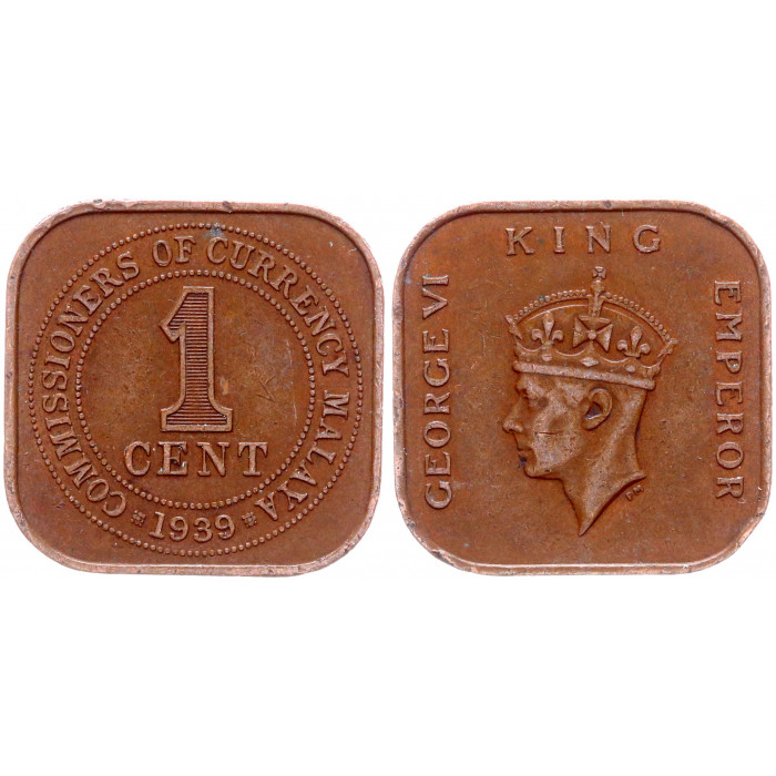 Малайя 1 Цент 1939 год KM# 2 Георг VI