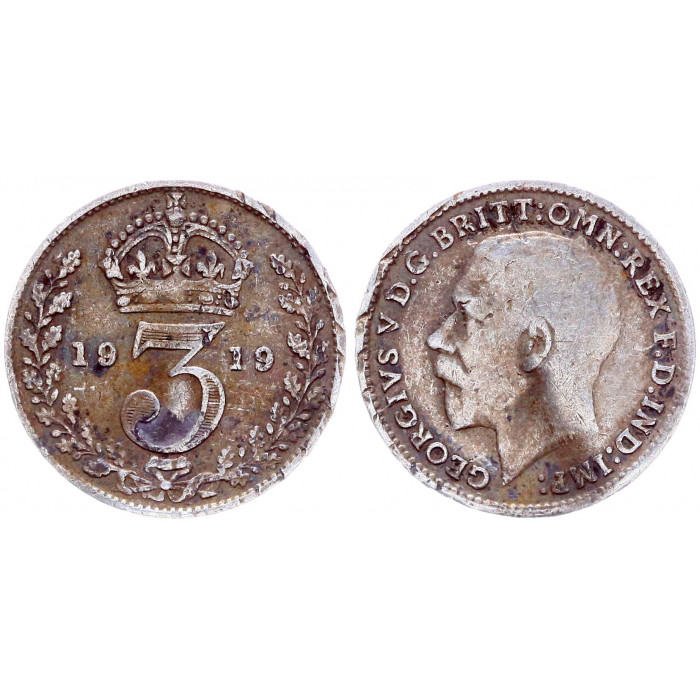 Великобритания 3 Пенса 1919 год Серебро KM# 813 Георг V