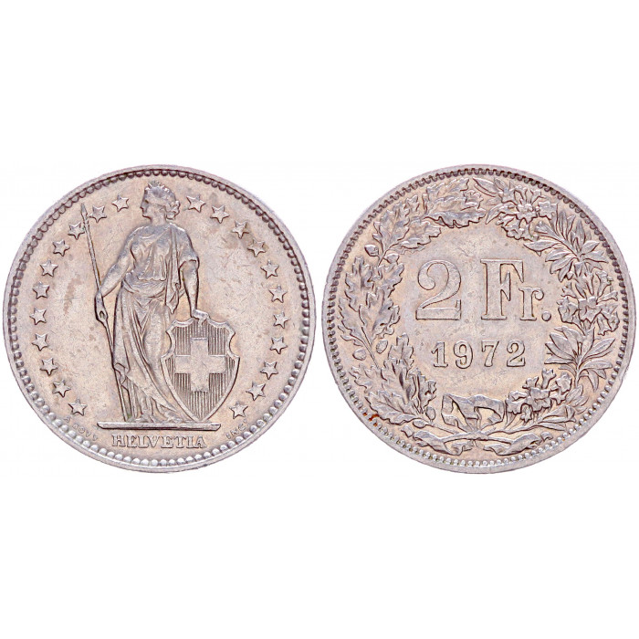 Швейцария 2 Франка 1972 год KM# 21a.1