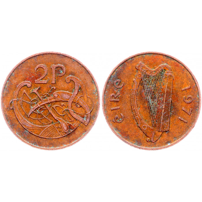 Ирландия 2 Пенса 1971 год KM# 21 Птица