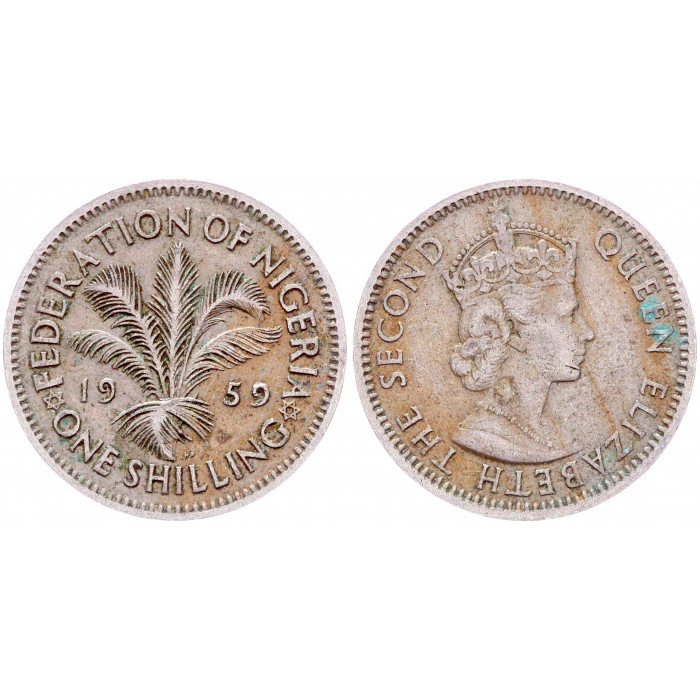 Нигерия 1 Шиллинг 1959 год KM# 5 Елизавета II