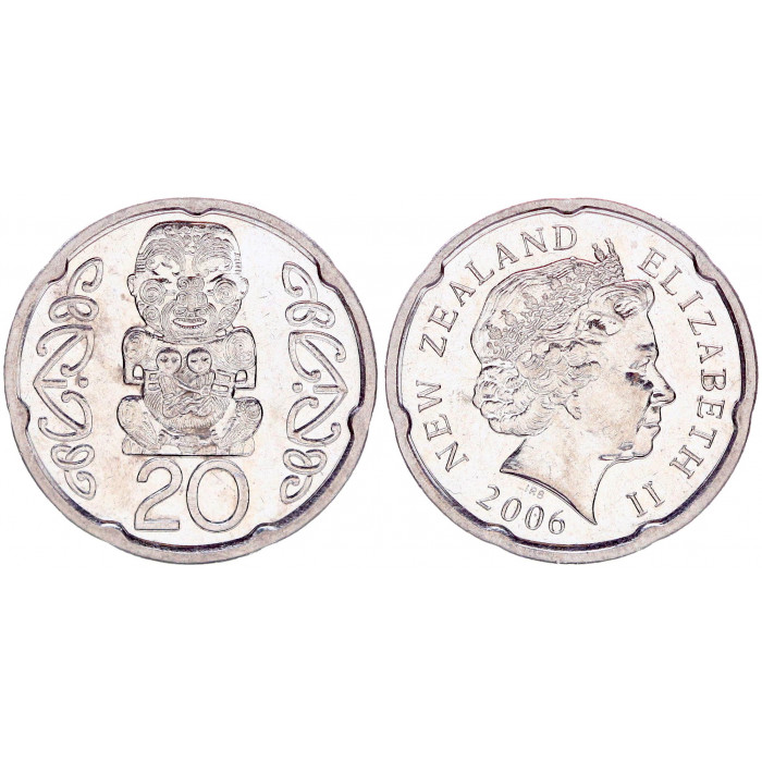 Новая Зеландия 20 Центов 2006 год KM# 118a Магнитная Елизавета II