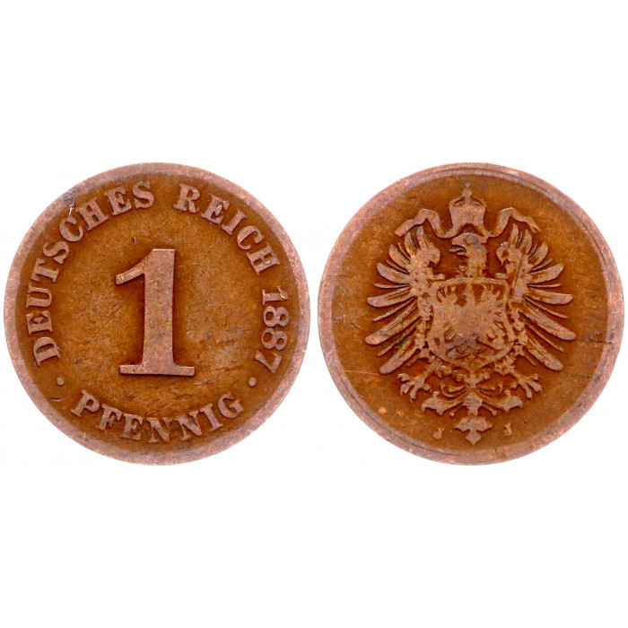 Германия 1 Пфенниг 1887 J год KM# 1 Гамбург Германская Империя