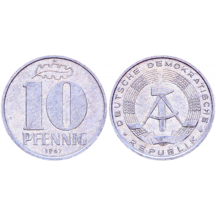 Германия 10 Пфеннигов 1967 A год KM# 10 Берлин ГДР