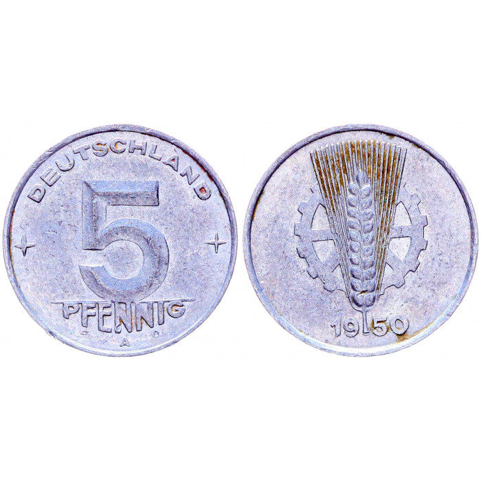 Германия 5 Пфеннигов 1950 A год KM# 2 Берлин ГДР