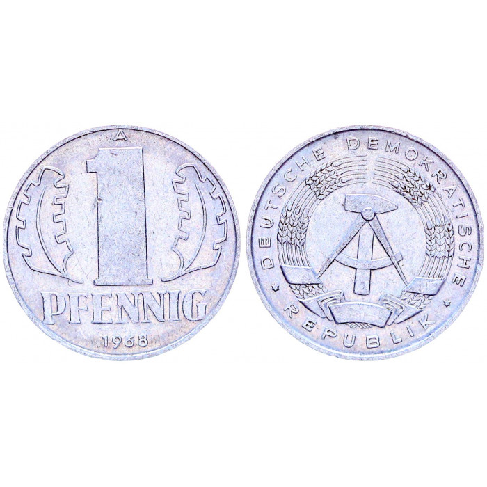 Германия 1 Пфенниг 1968 A год KM# 8.1 Берлин ГДР