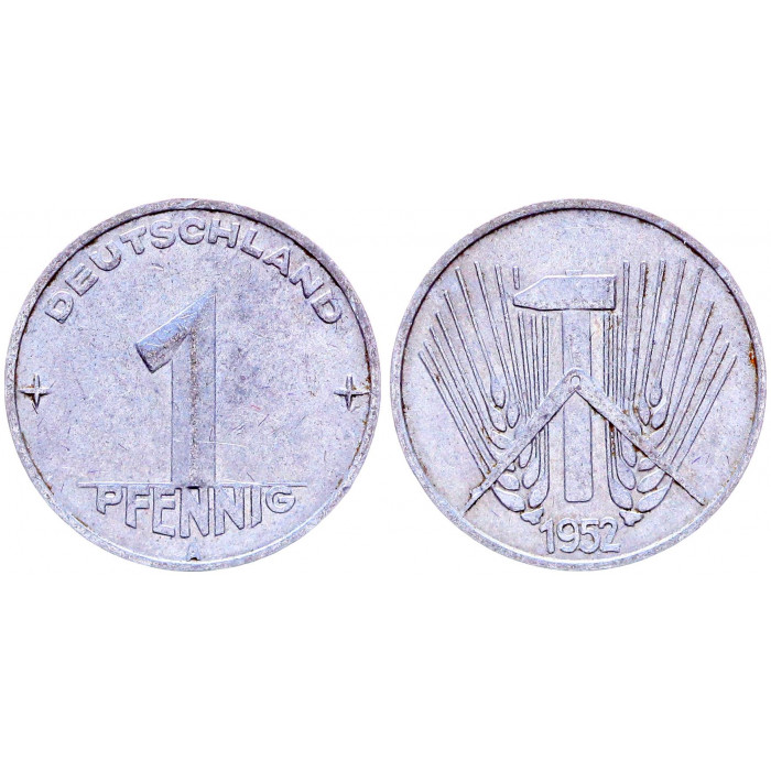 Германия 1 Пфенниг 1952 A год KM# 5 Берлин ГДР