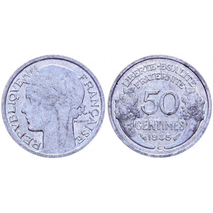 Франция 50 Сентим 1945 C год KM# 894.3a Кастель-Сарразин