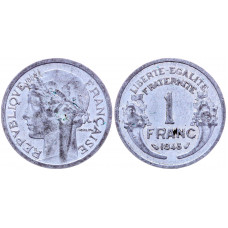 Франция 1 Франк 1948 год KM# 885a.1 Рог изобилия Марианна