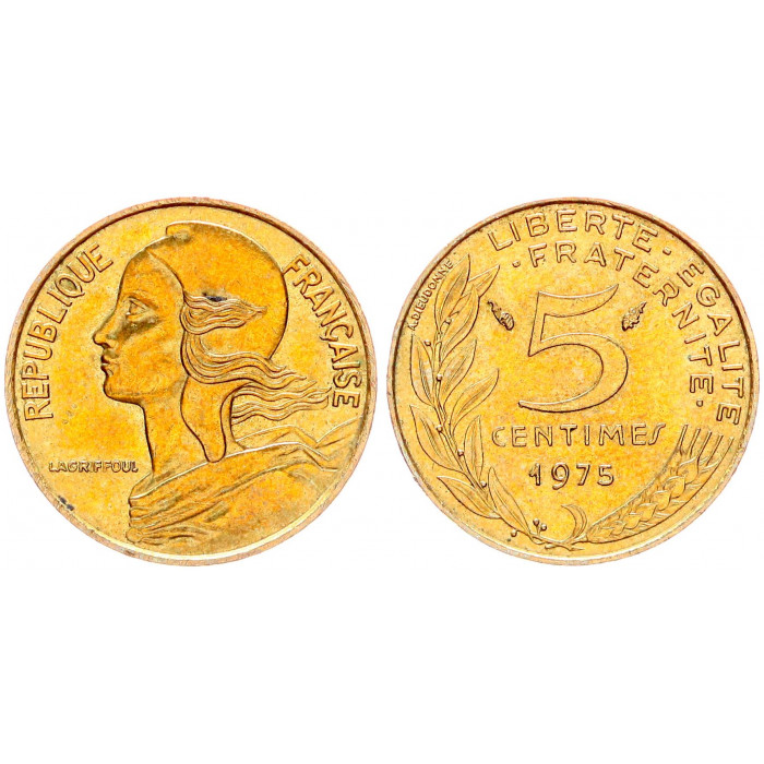 Франция 5 Сентим 1975 год KM# 933 Марианна