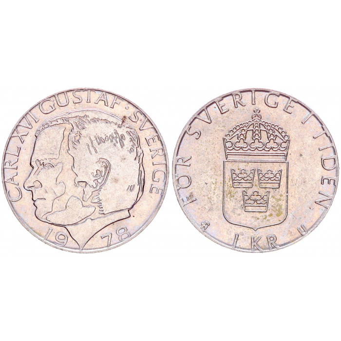 Швеция 1 Крона 1978 год KM# 852 64-ый Король Карл XVI Густав