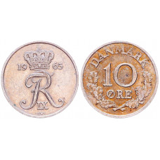 Дания 10 Эре 1965 год KM# 849.1 52-ой Король Фредерик IX