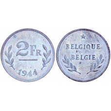 Бельгия 2 Франка 1944 год КМ# 133 4-ый Король Леопольд III