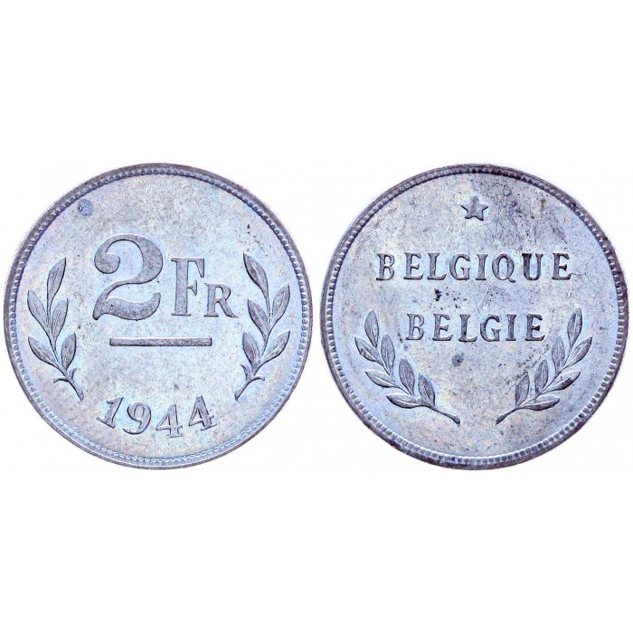 Бельгия 2 Франка 1944 год КМ# 133 4-ый Король Леопольд III