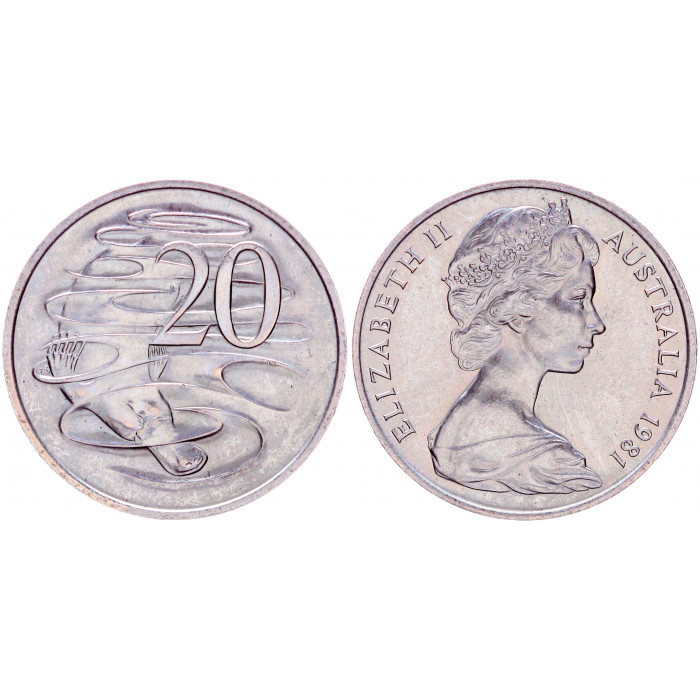 Австралия 20 Центов 1981 год UNC КМ# 66 Утконос Елизавета II