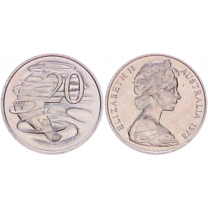 Австралия 20 Центов 1978 год UNC КМ# 66 Утконос Елизавета II