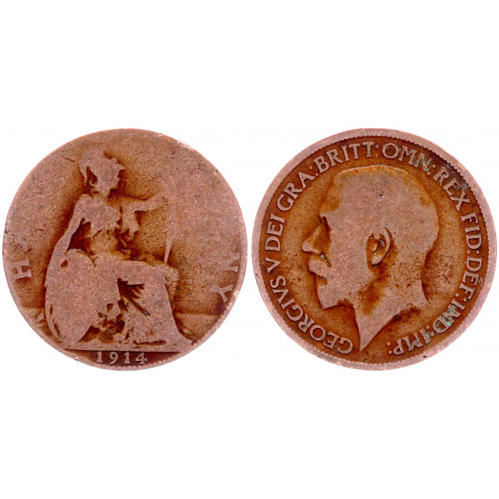 Великобритания 1/2 Пенни 1914 год KM# 809 Либертина Британия 9-й Король Георг V