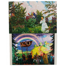 «БОРИС КУСТОДИЕВ». Крестный ход. Яблоневый сад (2024 год) Комплект из 2 почтовых открыток. Чистые. Посткроссинг