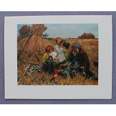 СССР двойная открытка «ЖАТВА». А. Пластов. Третьяковская галерея (Ленинград, 1972) Тиснение. Чистая