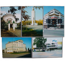 Комплект из 5 открыток «ТЮМЕНЬ». Всехсвятская церковь. Народный дом. Арт-Палас. Свеча. ЛУКойл. (2006 год)