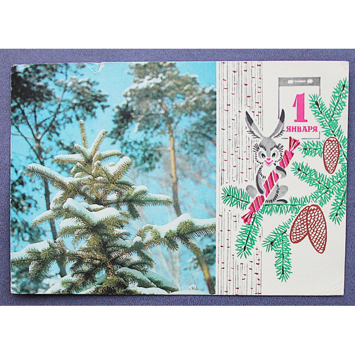 СССР почтовая открытка «С НОВЫМ ГОДОМ!» (Мин связи, 1969) Раскина, Пармеев (подп)