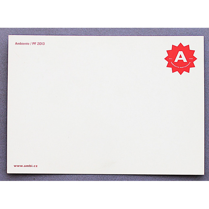 ЧЕХИЯ открытка "Ambiente restaurace". Ресторан в Праге. Счастливый. Успешный. Новая