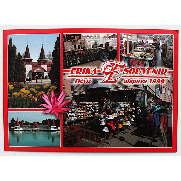 ВЕНГРИЯ открытка «Erika souvenir». Магазин модных аксессуаров (г. Хевиз). Чистая. Посткроссинг