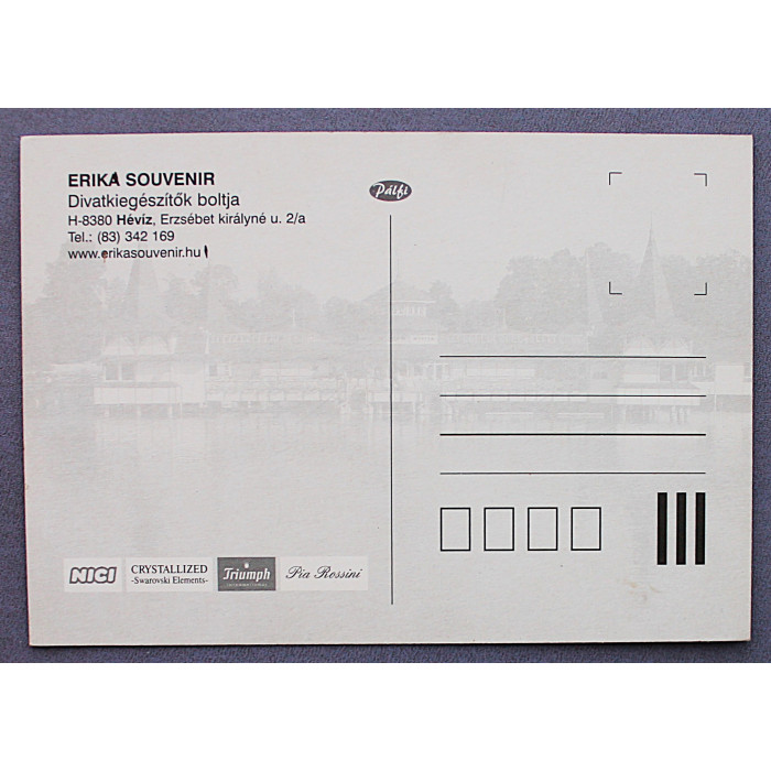 ВЕНГРИЯ открытка «Erika souvenir». Магазин модных аксессуаров (г. Хевиз). Чистая. Посткроссинг