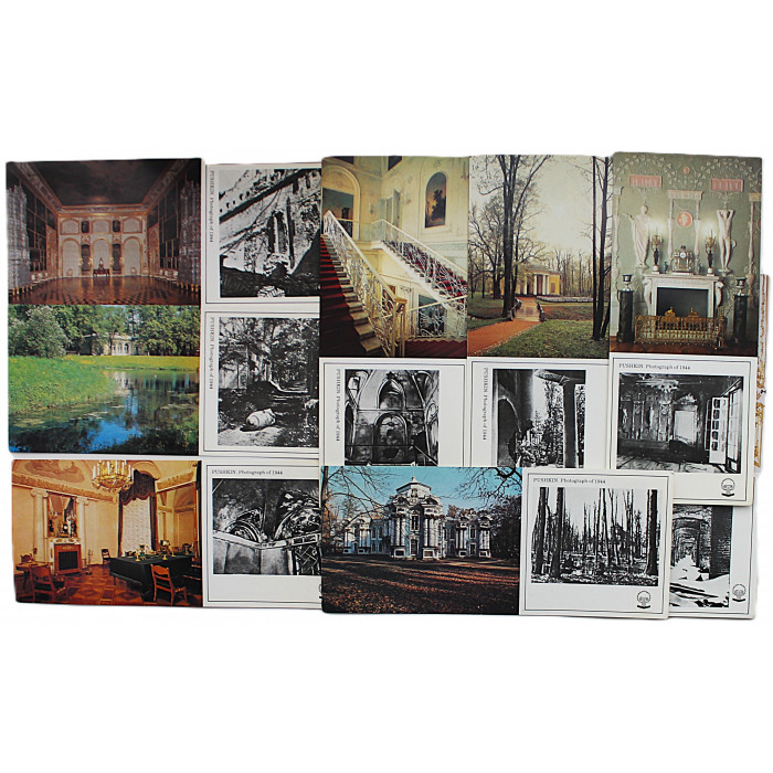 СССР комплект из 8 открыток "PUSHKIN". Город Пушкин. Возрожденный из пепла (1988 год)