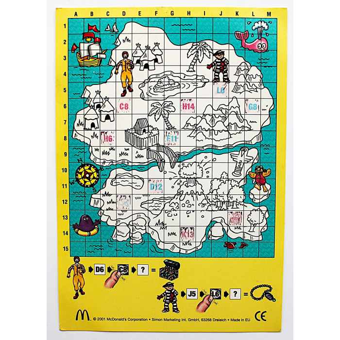Германия. Открытка рекламная "Пиратская карта". Брендированная игра от "McDonalds". Happy Meal