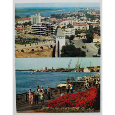 СССР пара открыток "Астрахань". Вид города. Набережная Волги (1972 год) Чистые