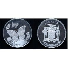 Ямайка 10 Долларов 1979 год. 925 / 42.80 гр. Бабочка. Елизавета II РЕДКАЯ