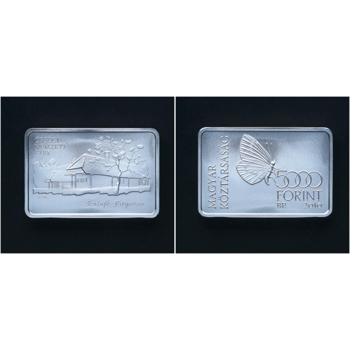 Венгрия 5000 Форинтов 2010 год. 925. Национальный парк Эршег. Бабочка РЕДКАЯ