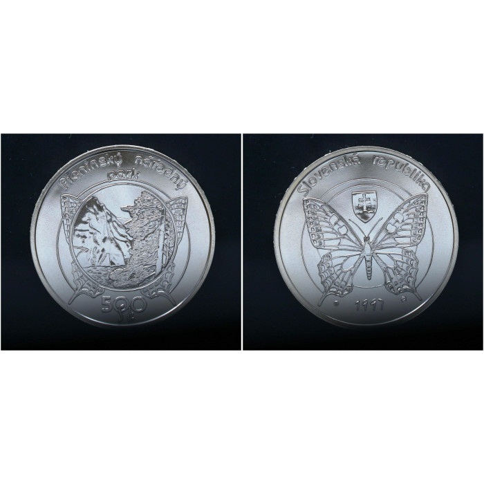 Словакия 500 Крон 1997 год. 925. Национальный парк Пьенины. Бабочка РЕДКАЯ
